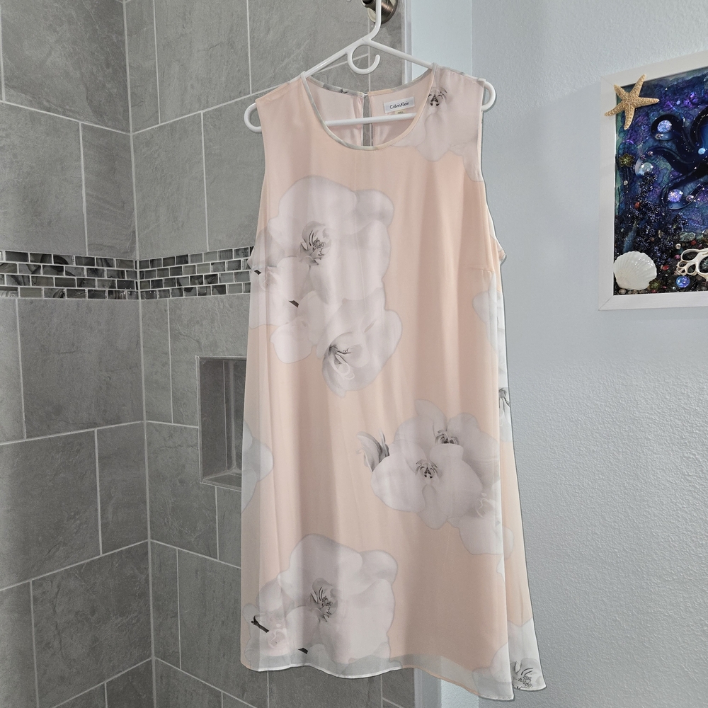 Calvin Klein Blush/Cream Cute Plus Sz Midi Dress 18W